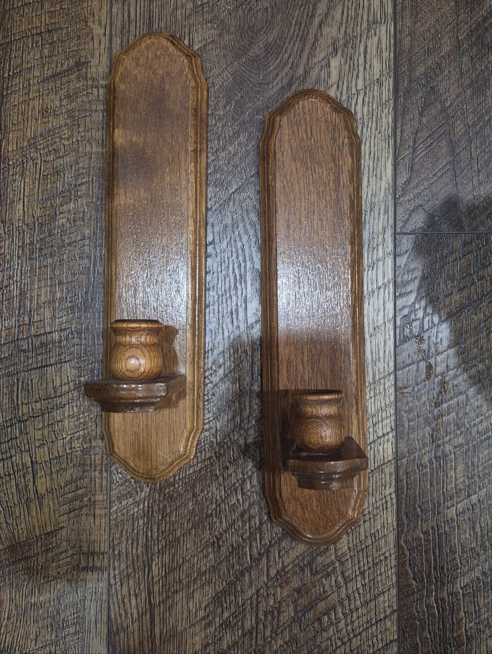 Vintage Homeco Wooden Wall Sconce Set Pair Light Oak  Cottagecore Farmhouse